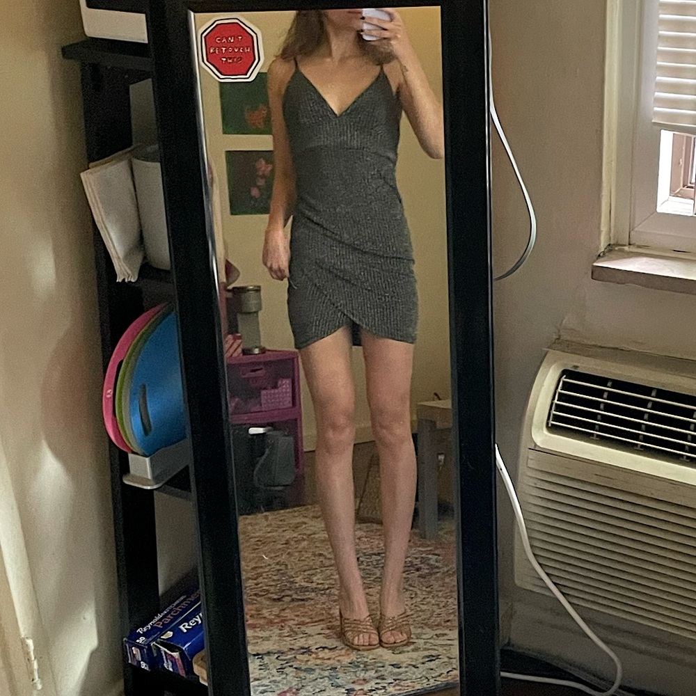 Black and silver sparkly mini dress